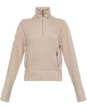 Victoria Beckham Half-Zip Milano Sweater - Natural