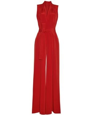 Adam Lippes Nansi Silk Jumpsuit - Red