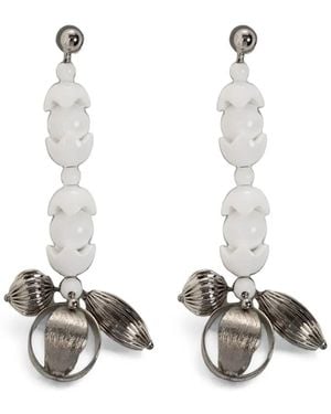 Marni Beaded Drop Earrings - White