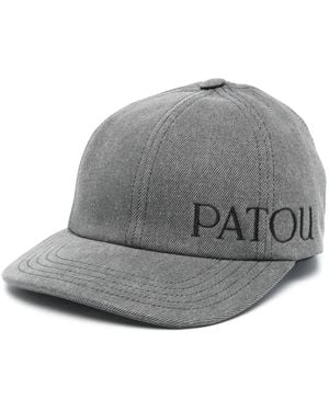 Patou Embroidered-Logo Denim Cap - Gray