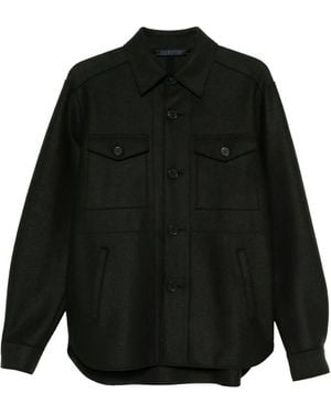 Harris Wharf London Vilten Overhemd Met Knopen - Zwart