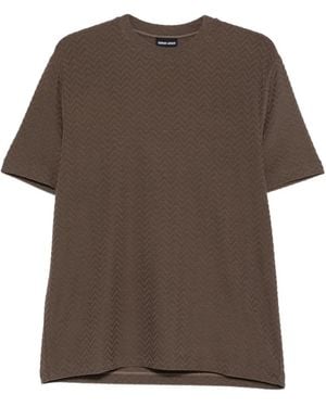 Giorgio Armani Chevron-Knit T-Shirt - Brown