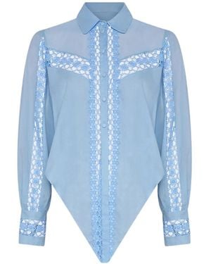 Charo Ruiz Blouse Devi À Empiècements En Dentelle - Blue