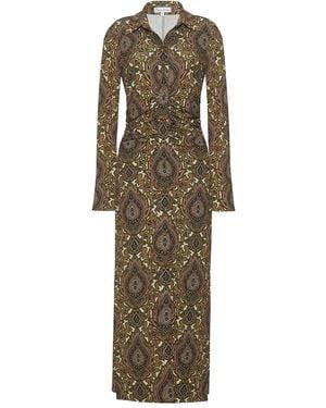 Cara Cara Paisley-Print Gathered Midi Day Dress - Natural