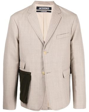 Jacquemus Pouch-Pocket Single-Breasted Blazer - Natural