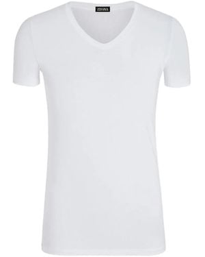 ZEGNA Camiseta con cuello en V - Blanco