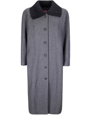 DIESEL Manteau À Col Côtelé En Laine Mélangée - Grey