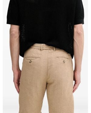 Lindbergh Herringbone Drawstring Deck Shorts - Black