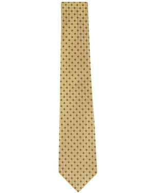 Kiton Geometric-Pattern Silk Tie - White