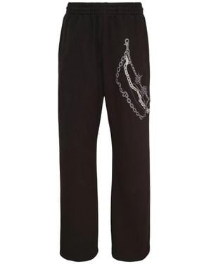 we11done Trompe-L'Oeil Chain-Print Track Pants - Black