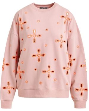 Essentiel Antwerp Floral-Pattern Embroidered Sweatshirt - Pink
