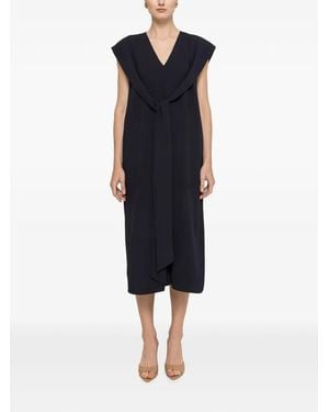 Nissa Scarf-Detail Relaxed Midi Dress - Blue