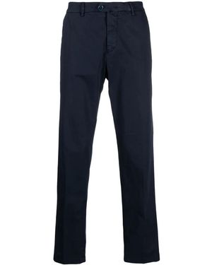 Kiton Off-Centre Button Straight-Leg Trousers - Blue