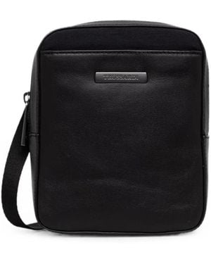 Trussardi Small Travel Logo-Plaque Messenger Bag - Black