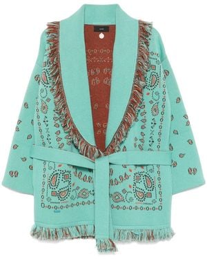 Alanui Cardigan Con Motivo Bandana Jacquard - Verde