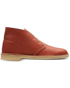 Clarks Leather Desert Boot - Red