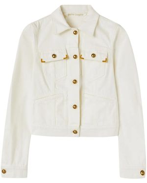 Palm Angels スプレッドカラー デニムジャケット - ホワイト