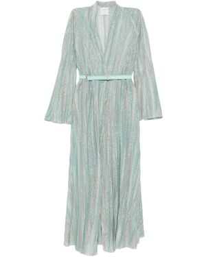Forte Forte Glitter-Striped Belted Maxi Dress - Green