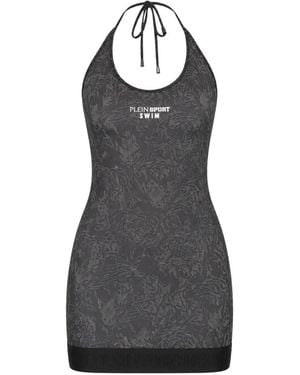 Philipp Plein Roar Halterneck Cover-Up Mini Dress - Black