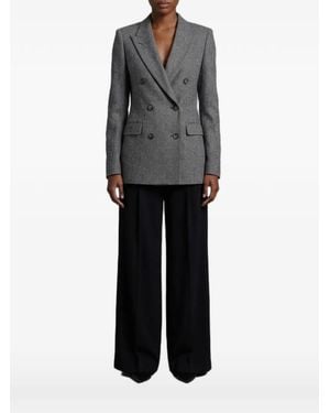 Tagliatore Paris Herringbone-Pattern Double-Breasted Blazer - Black