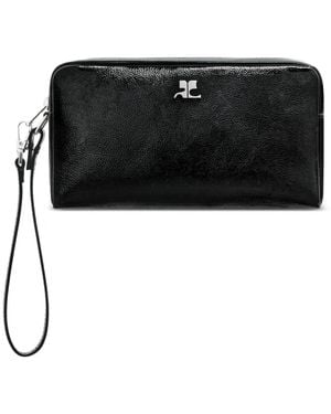 Courreges Bolso Mini Con Placa Del Logo - Negro