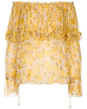 Chloé Floral-Print Ruffled Blouse - Metallic