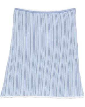 Asta Resort Cleo Striped Midi Skirt - Blue