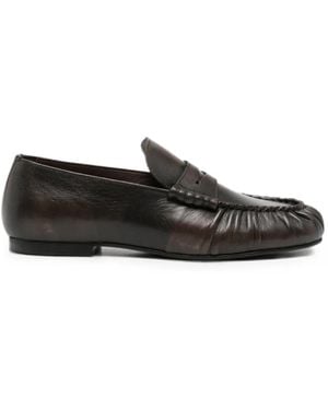 Alohas Gathered Penny-Slot Loafers - Black