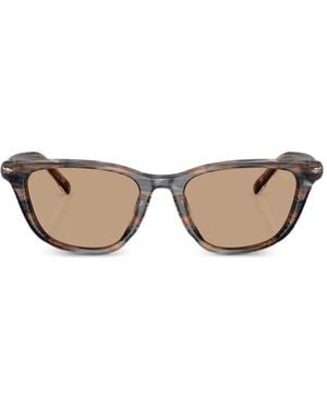 DIESEL Striated Rectangle-Frame Sunglasses - Brown