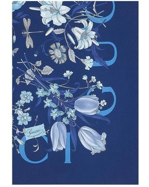Gucci Floral-Print Scarf - Blue