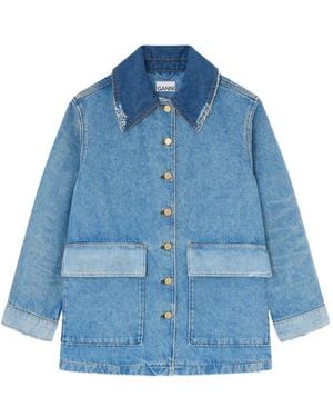 Ganni Chaqueta Vaquera Sin Rematar - Azul