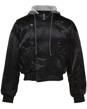 we11done Double-Breasted Hooded Jacket - Black