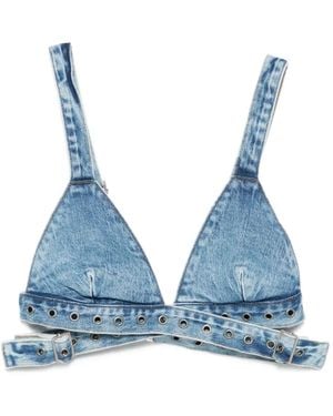 Ksubi Chroma Crossover Buckle-Strap Denim Bralette - Blue