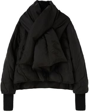 Jil Sander Logo-Embroidered Down Jacket - Black