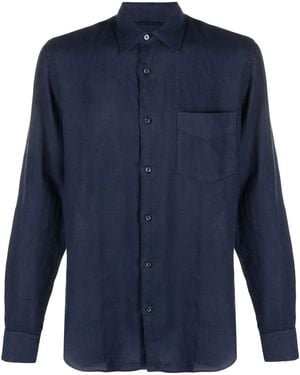 Aspesi Pointed-Collar Long-Sleeved Shirt - Blue