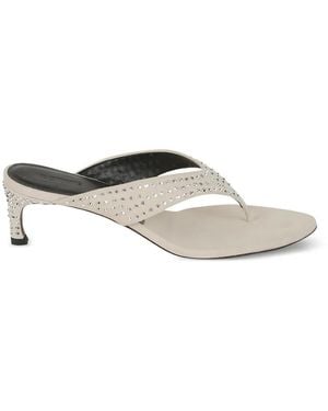 ROTATE BIRGER CHRISTENSEN Stud-Embellished Leather Sandals - White