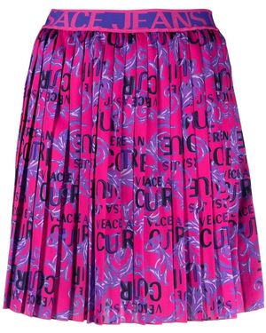 Versace Jeans Couture Logo Couture Pleated Miniskirt - Purple