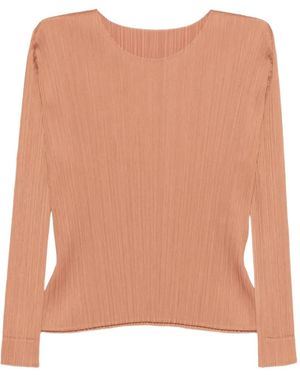 Pleats Please Issey Miyake Pleated Long-Sleeve T-Shirt - Natural