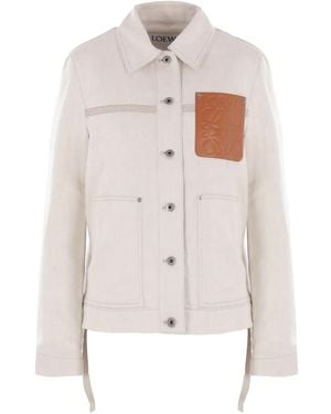 Loewe Logo-Patch Denim Jacket - White