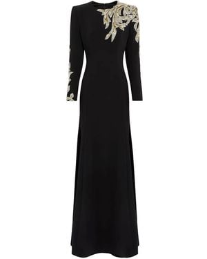 Jenny Packham Honour Beaded Leaf-Embellished Gown - Black