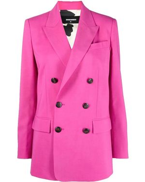 DSquared² Fuchsia Wool Blend Blazer - Pink