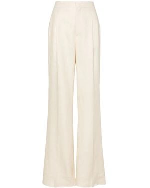 Tagliatore Pleat-Detail Linen Trousers - White