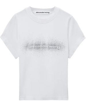 Alexander Wang Shrunken Ss T-Shirt W/ Hotfix Logo - White