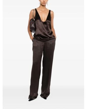 Tom Ford Silk Satin Low Neck Tank Top - Black