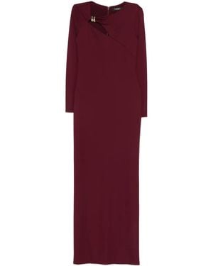 Ralph Lauren Brooch Long-Sleeve Maxi Dress - Red