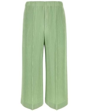 Homme Plissé Issey Miyake Pleated Cropped Trousers - Green