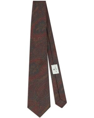 Etro Silk Jacquard Tie With Arnica Motif - Brown