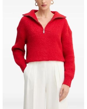 Morgan Zip-Up Sweater - Red