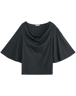 By Malene Birger Draped-Neck T-Shirt - Black