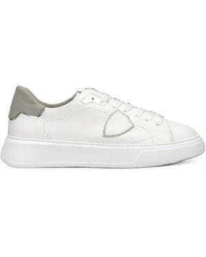 Philippe Model Temple Logo-Patch Leather Sneakers - White